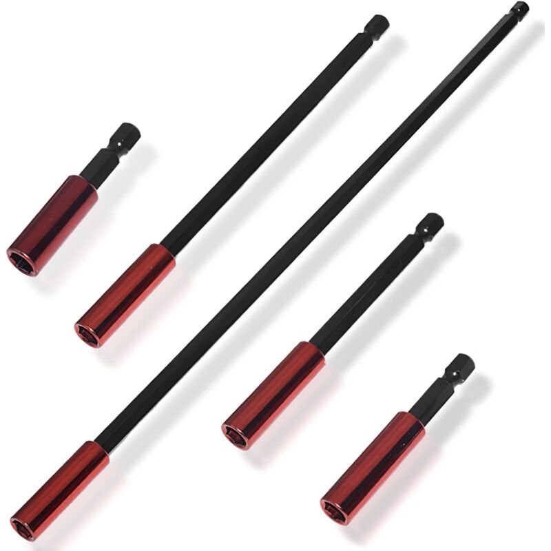 Set De 5 Rallonges Magnétiques Pour Embouts Hexagonaux, Porte-embout 1/4 Pouce Hex, 60/100/150/200/300mm, Rallonge Magnétique Compatible Perceuse Visseuse Tournevis, Changement Rapide