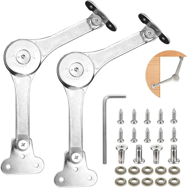 2 Pcs Support Charnières Pour Placards, Charniere Relevable, Charnière De Support De Couvercles À 75/90/110 Degrés, Stay Charnières De Armoire Meuble Porte Ascenseur