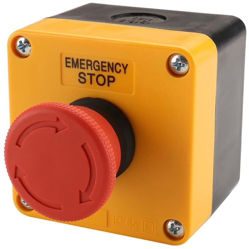 Baomain Interrupteur D'Arrêt D'Urgence Avec Boîtier Rouge, 10 A, 660 V, 1no 1nc, Résistant Aux Intempéries