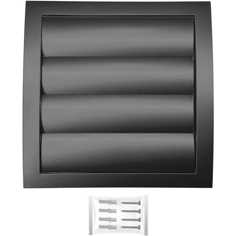 H&c Vent Grille Aeration 190x190mm Avec Clapet Et Moustiquaire │ Anti Retour Lamelles Mobiles│ Evacuation Cache Tuyau Ventilateur │ Exterieur Interieur Ventialtion │ Gaine Bouche Extracteur D'Air Vmc