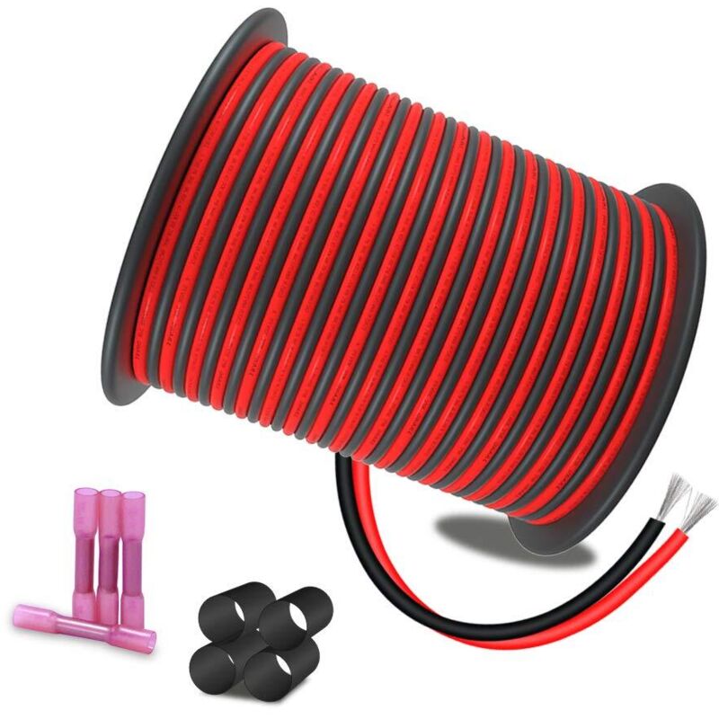 18awg 30m Extension 2pin Fil 2 Couleurs Câble Rouge / Noir En Cuivre Étamé, 12 / 24v Dc 18 Gauge Flexible 2 Conducteur Fil De Raccordement Câble Pour Led Ruban Lampe Bande Bande Éclairage