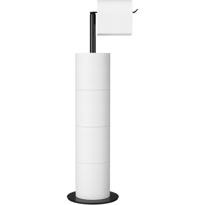 Porte-rouleau De Papier Toilette Sur Pied Pour Salle De Bain, Support En Acier Inoxydable Avec Finition Noire, Distributeur Simple Et Pratique