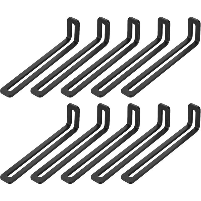 10 Pcs Support D'Angle Réglable, Équerre De Fixation, Equerre Fixation Noir, Supports En L À Fente Réglable, Connecteur D'Angle À 90 Degrés En Métal Pour Équerre Étagère Bois Armoires, 120x16x32mm