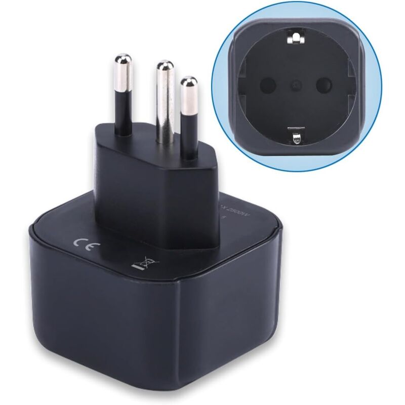 Adaptateur De Prise Europe Vers Brésil, Prise Schuko Européenne/allemande/française/italienne/espagnole Prise Type C/e/f Adaptée Au Convertisseur De Prise De Voyage Prise Brésilienne (1 Pièce)