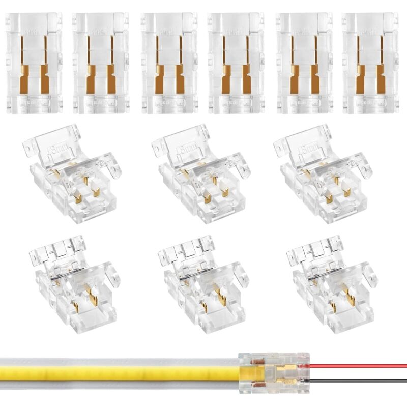 12 Pièces Mini Connecteur Led Cob 2 Broches 8 Mm, Connecteur Sans Soudure Pour La Connexion Des Fils Et Bandes Led Cob 12v 24v