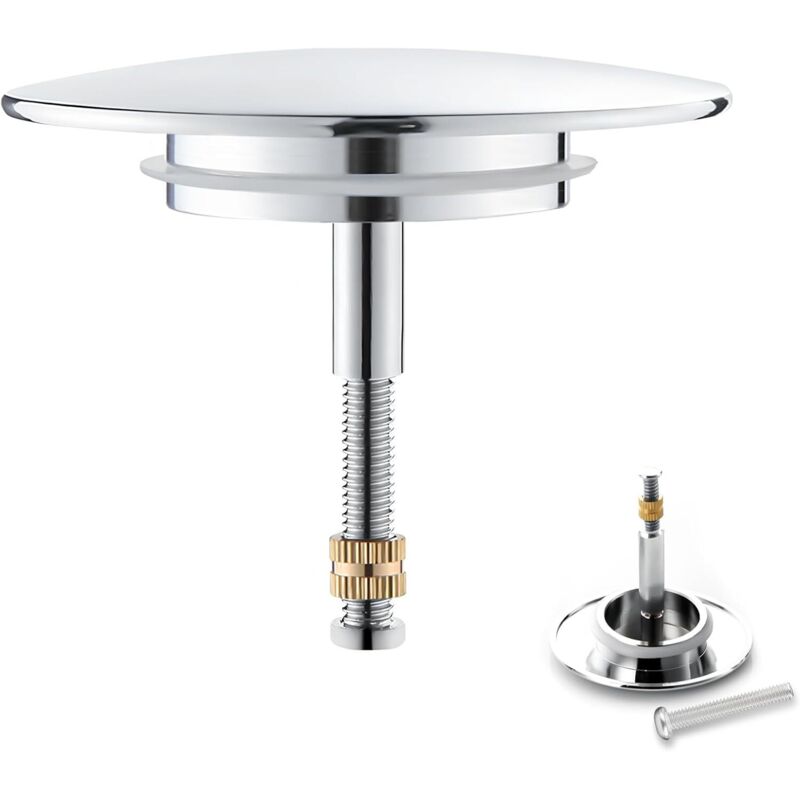 Bouchon De Baignoire Ø 72 Mm, Bouchon Baignoire Avec Vis Réglable, Clapet De Lavabo, Pour N'Importe Quelle Baignoire Standard