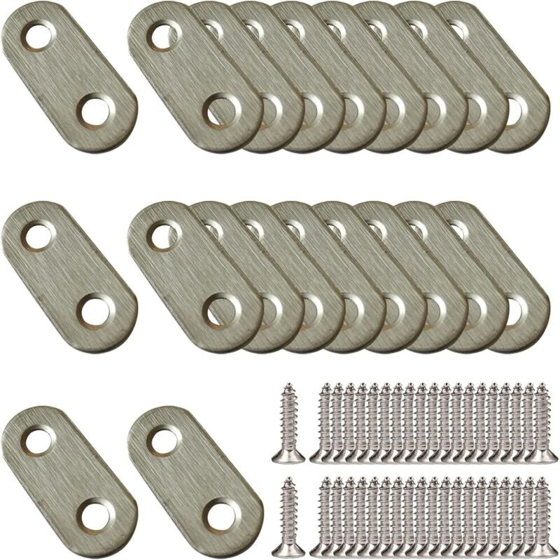 20 Pièces Patte D'Assemblage 37 X 16 Mm Équerre Renfort En Acier Inoxydable Plaques De Reparation À Équerre Patte De Fixation, Avec Vis