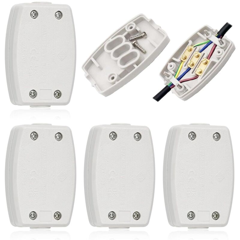 4 Pcs Boîtier De Raccordement Boîte De Jonction À 3 Pôles Boîte De Dérivation Etanche Boîte De Jonction Électrique Blanc Boîtier De Projet Pour Éclairage Intérieur, Alimentation, Câblage