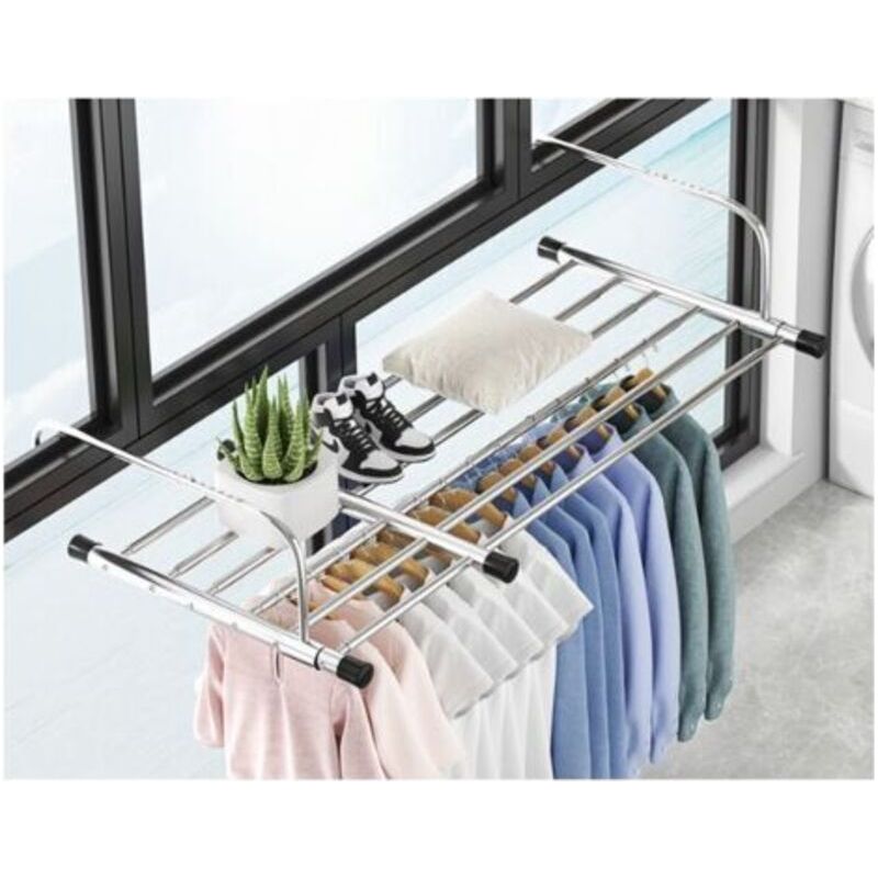 Ohjijinn Faltbare Wäscheleine, Teleskop-wäscheleine Aus Edelstahl, 60–106 Cm Länge, Wäscheleine Zum Aufhängen Für Drinnen Und Draußen, Balkon