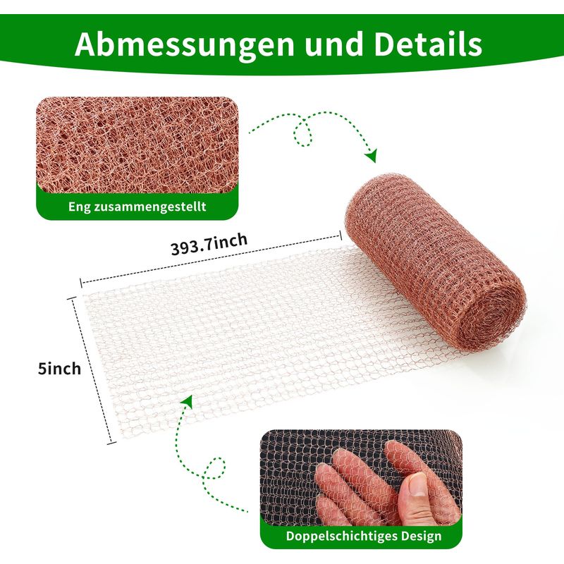 Kupfer-schneckennetz, 127 Mm X 10 M, 100 % Kupferdraht, Kupfer-schneckenband, Gartenschutz, Wehrt Mäuse, Schnecken Und Andere Schädlinge Ab.