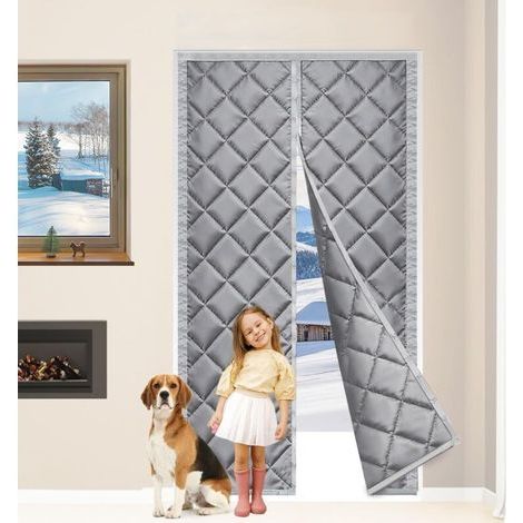 Magnetischer Türvorhang, 80 X 200 Cm, Wärmeisolierend, Kein Bohren Erforderlich, Wasserdicht, Winddicht, Kältebeständig, Dunkelgrau (80 X 200 Cm)