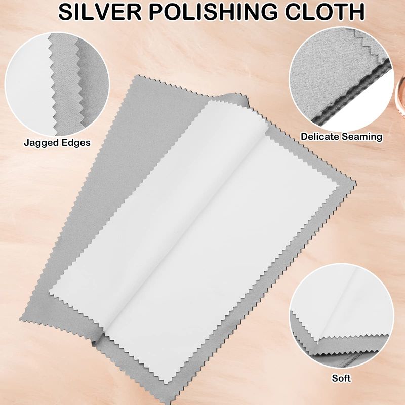 4 Doppelseitige Poliertücher Für Schmuck Aus Silber, Sterlingsilber, Gold Und Platin