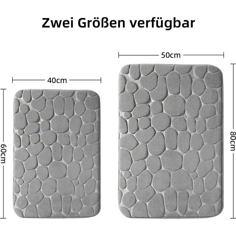 Badematte Aus Memory-schaum – Saugfähige Duschmatte – Dekorative Badematte – Rutschfeste Badematte Für Bad Und Wohnzimmer – 40 X 60 Cm – Hellgrau