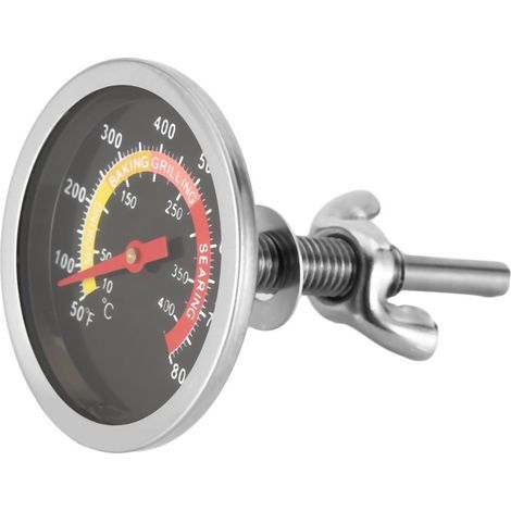 Grill- Und Smokerthermometer Aus Edelstahl, Temperaturanzeige 10–400 °c, Edelstahl