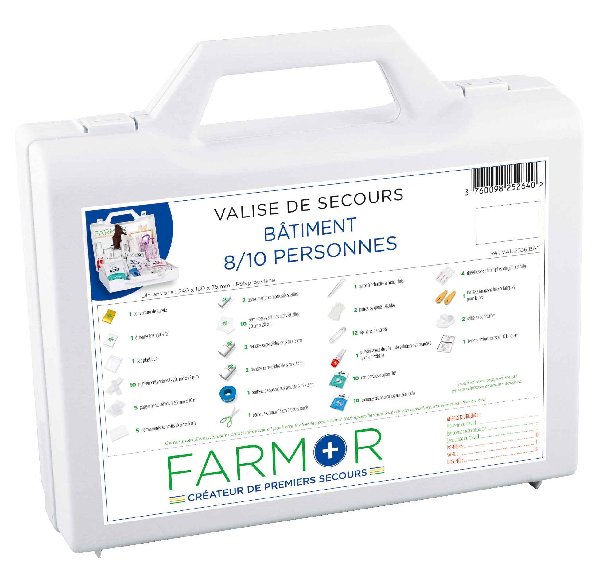 Notfallkoffer Für 8/10 Personen - Farmor - Val 2636 Bat