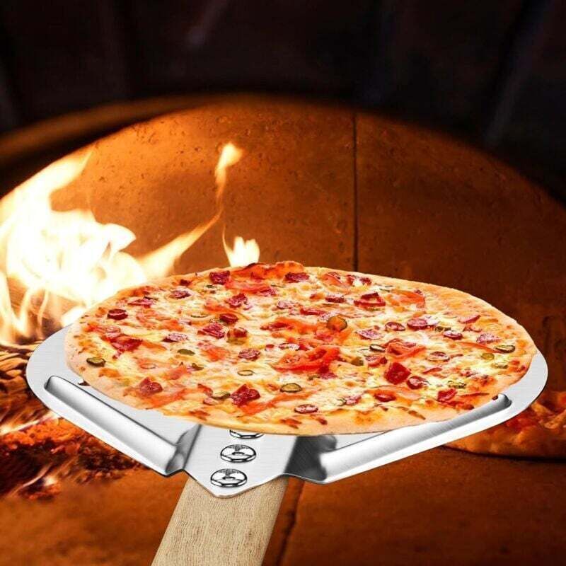Ymyny 7-zoll-pizzaschieber Mit Löchern, Pizzaspatel, Runder Pizzaschieber Aus Hart Eloxiertem Aluminium, Hitzebeständig Zum Backen Von Hausgemachten Pizzen Und Brot Im Backofen