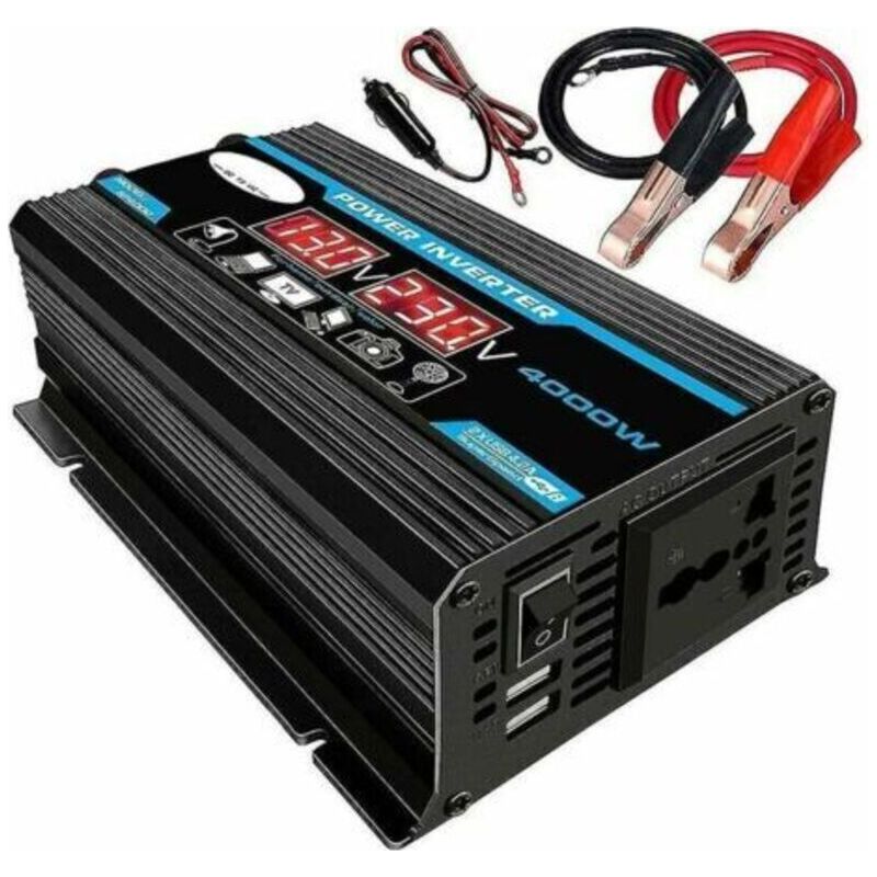 4000-w-sinus-wechselrichter (12 V Auf 220 V) Mit Eu-stecker, Usb-anschluss, Typ-c-anschluss Und Lcd-display – Inhhub