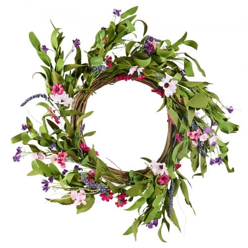 Künstlicher Dekokranz, 55,88 Cm, Rosa/grün, Verziert Mit Gänseblümchen, Schleierkraut, Knospen, Türkranz Für Alle Jahreszeiten, Als Dekoration Für Zuhause, Wände, Fenster, Festivals & Hochzeiten