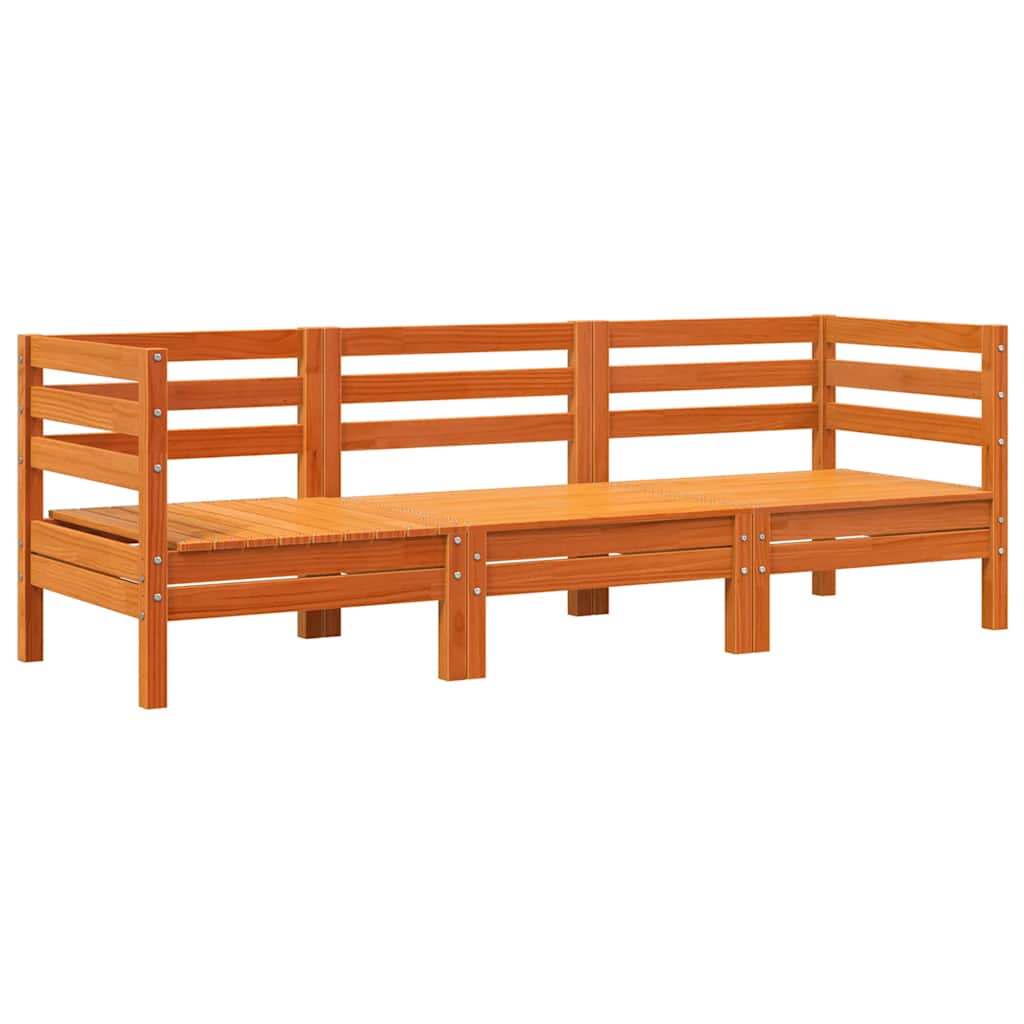 Maison Exclusive - Corner Sofa 3-sitzer Solid Pine Wood Wachsbrau