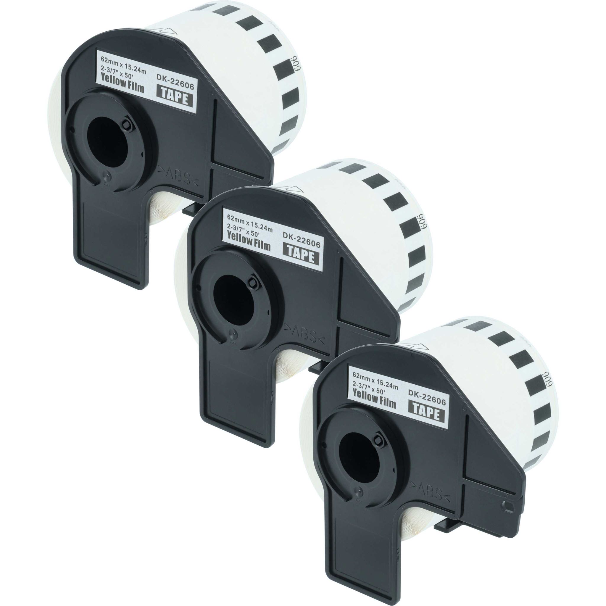 Vhbw 3x Rolle Mit Halter 1 Etikette Kompatibel Mit Brother Pt Ql-710w, Ql-720, Ql720nw Drucker - 62mm X 15,24m Premium Gelb