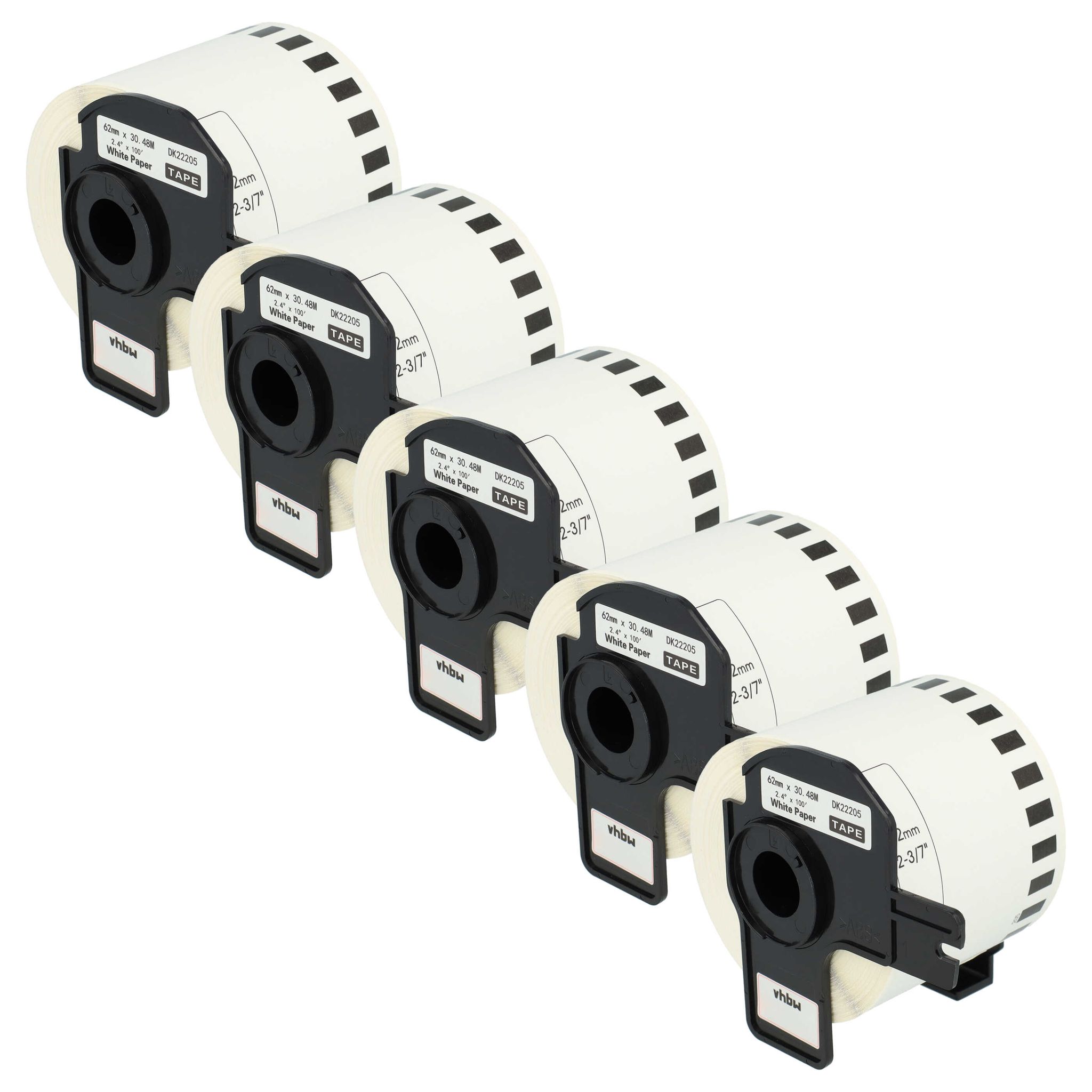 Vhbw 5x Etiketten-rolle Mit Halter 62mm X 30,48m (1 Etikette) Kompatibel Mit Brother Pt Ql500bw, Ql-550, Ql-560, Ql560vp Etiketten-drucker