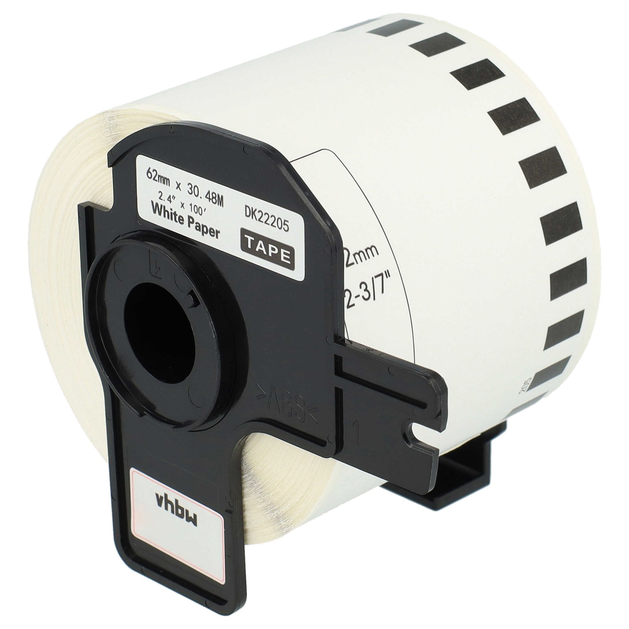 Vhbw - Etiketten-rolle Mit Halter 62mm X 30,48m (1 Etikette) Kompatibel Mit Brother Pt Ql500bw, Ql-550, Ql500bs Etiketten-drucker Weiß