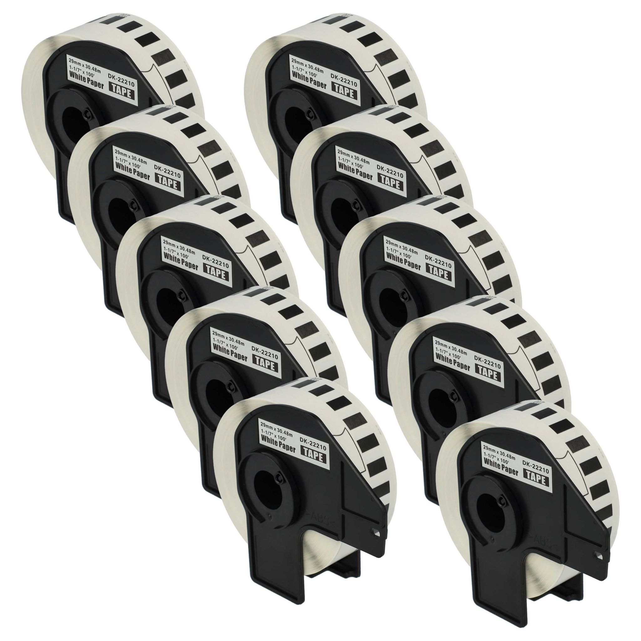 Vhbw - 10x Etiketten-rolle Mit Halter 29mm X 30,48m (1 Etikette) Kompatibel Mit Brother Pt Ql500bw, Ql-550, Ql-560, Ql500bs Etiketten-drucker