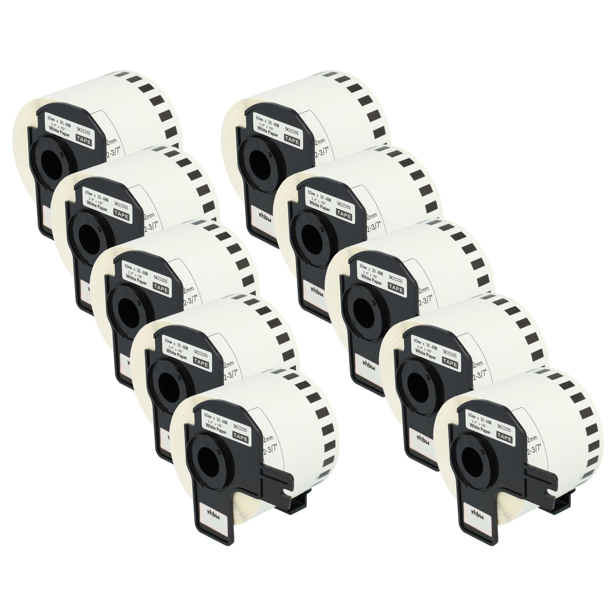 Vhbw - 10x Etiketten-rolle Mit Halter 62mm X 30,48m (1 Etikette) Kompatibel Mit Brother Pt Ql-1050, Ql1050n, Ql-1060 Etiketten-drucker