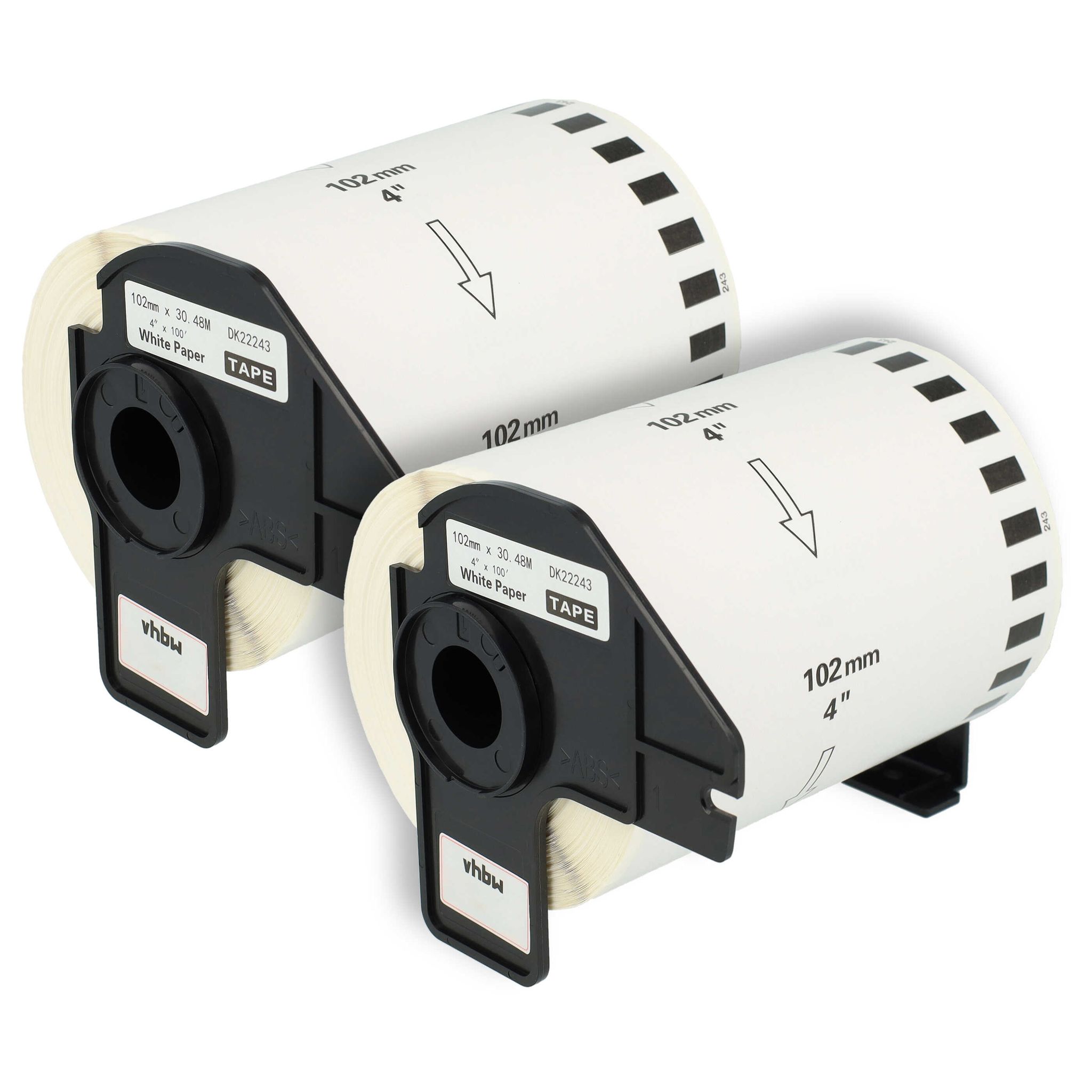Vhbw - 2x Etiketten-rolle Mit Halter 102mm X 30,48m (1 Etikette) Kompatibel Mit Brother Pt Ql-1050, Ql1050n, Ql-1060 Etiketten-drucker
