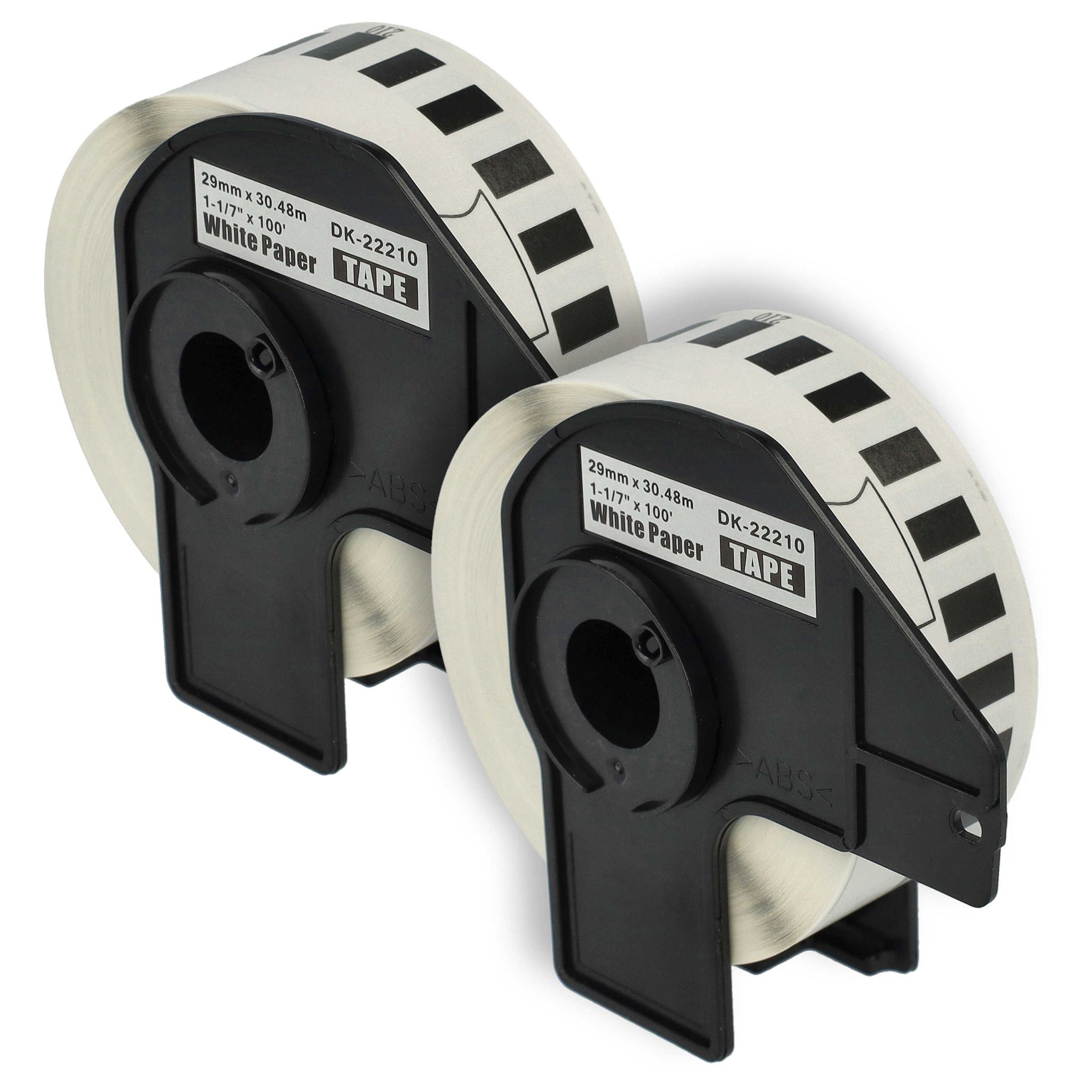 Vhbw - 2x Etiketten-rolle Mit Halter 29mm X 30,48m (1 Etikette) Kompatibel Mit Brother Pt Ql1060n, Ql-500, Ql-500a, Ql500bs Etiketten-drucker