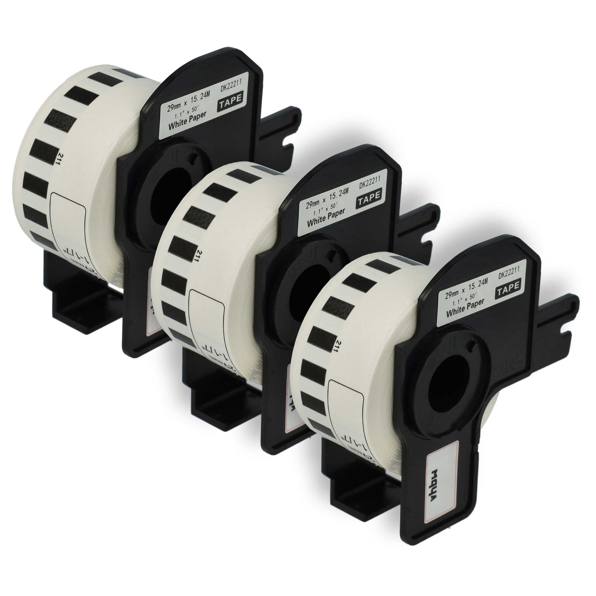 Vhbw - 3x Etiketten-rolle Mit Halter 29mm X 15,24m (1 Etikette) Kompatibel Mit Brother Pt Ql-1050, Ql1050n, Ql1060n, Ql-500 Etiketten-drucker