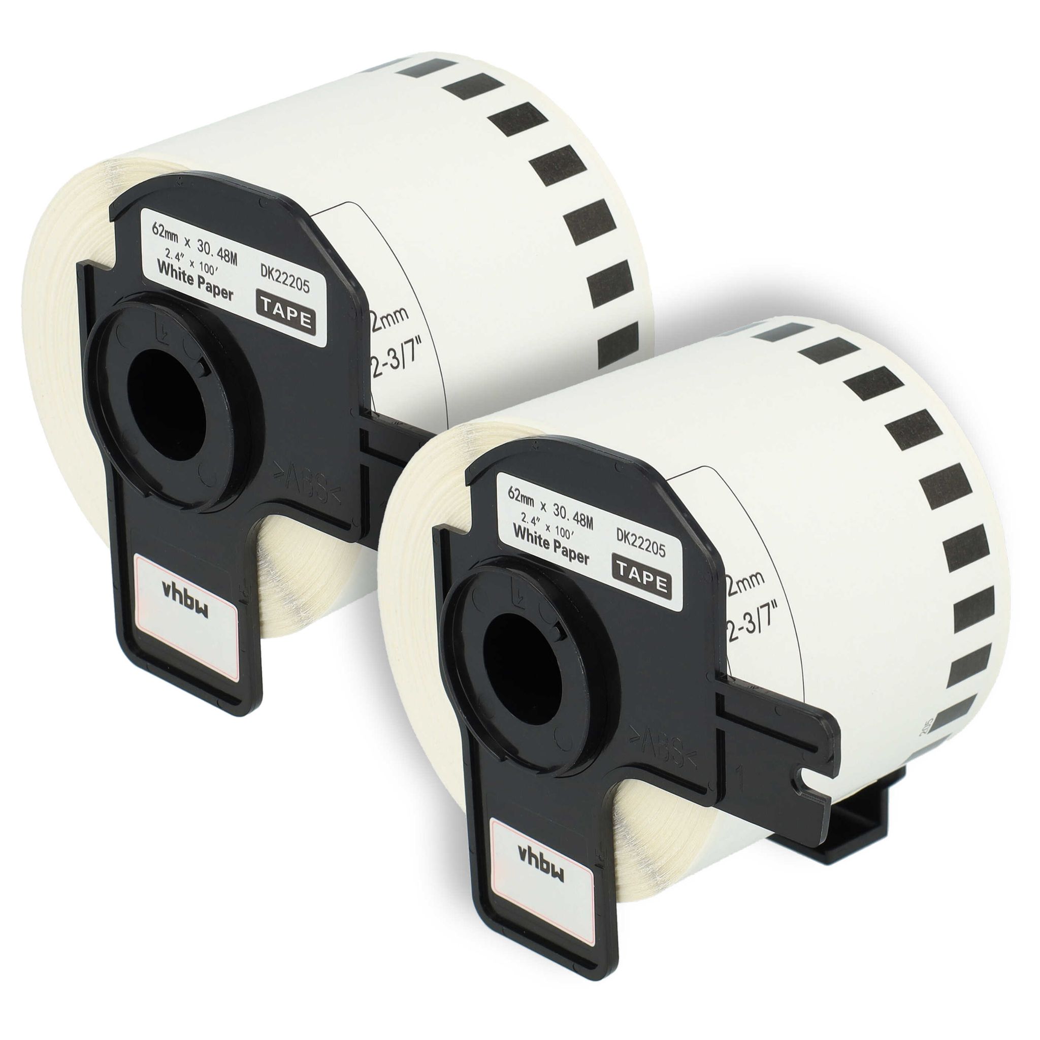 Vhbw - 2x Etiketten-rolle Mit Halter 62mm X 30,48m (1 Etikette) Kompatibel Mit Brother Pt Ql-1050, Ql1050n, Ql-1060 Etiketten-drucker
