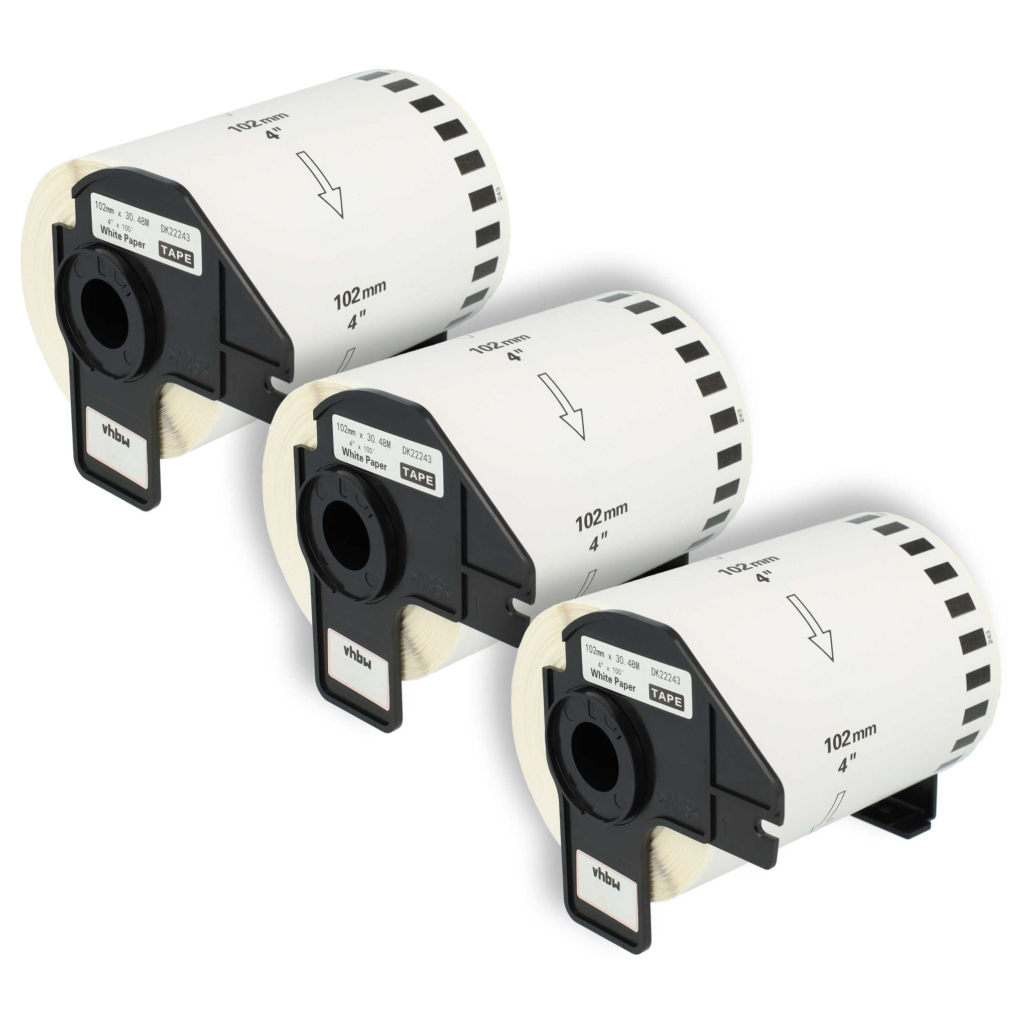 Vhbw - 3x Etiketten-rolle Mit Halter 102mm X 30,48m (1 Etikette) Kompatibel Mit Brother Pt Ql-1050, Ql1050n, Ql-1060 Etiketten-drucker