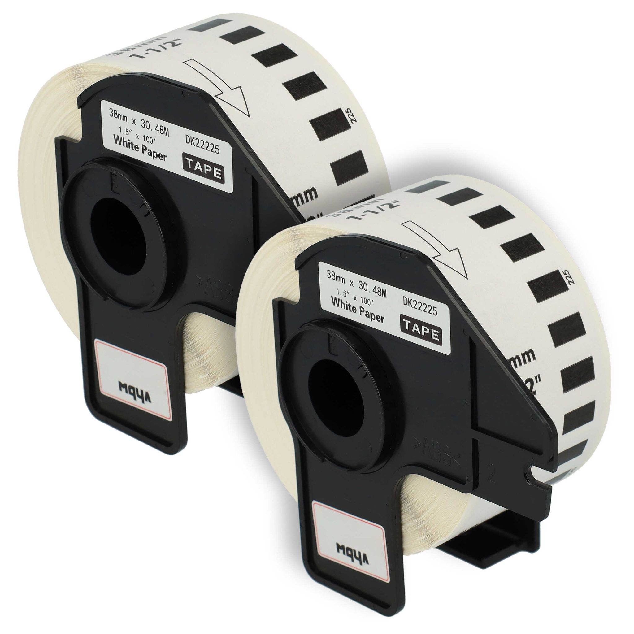 Vhbw - 2x Etiketten-rolle Mit Halter 38mm X 30,48m (1 Etikette) Kompatibel Mit Brother Pt Ql500bw, Ql-550, Ql500bs Etiketten-drucker Weiß