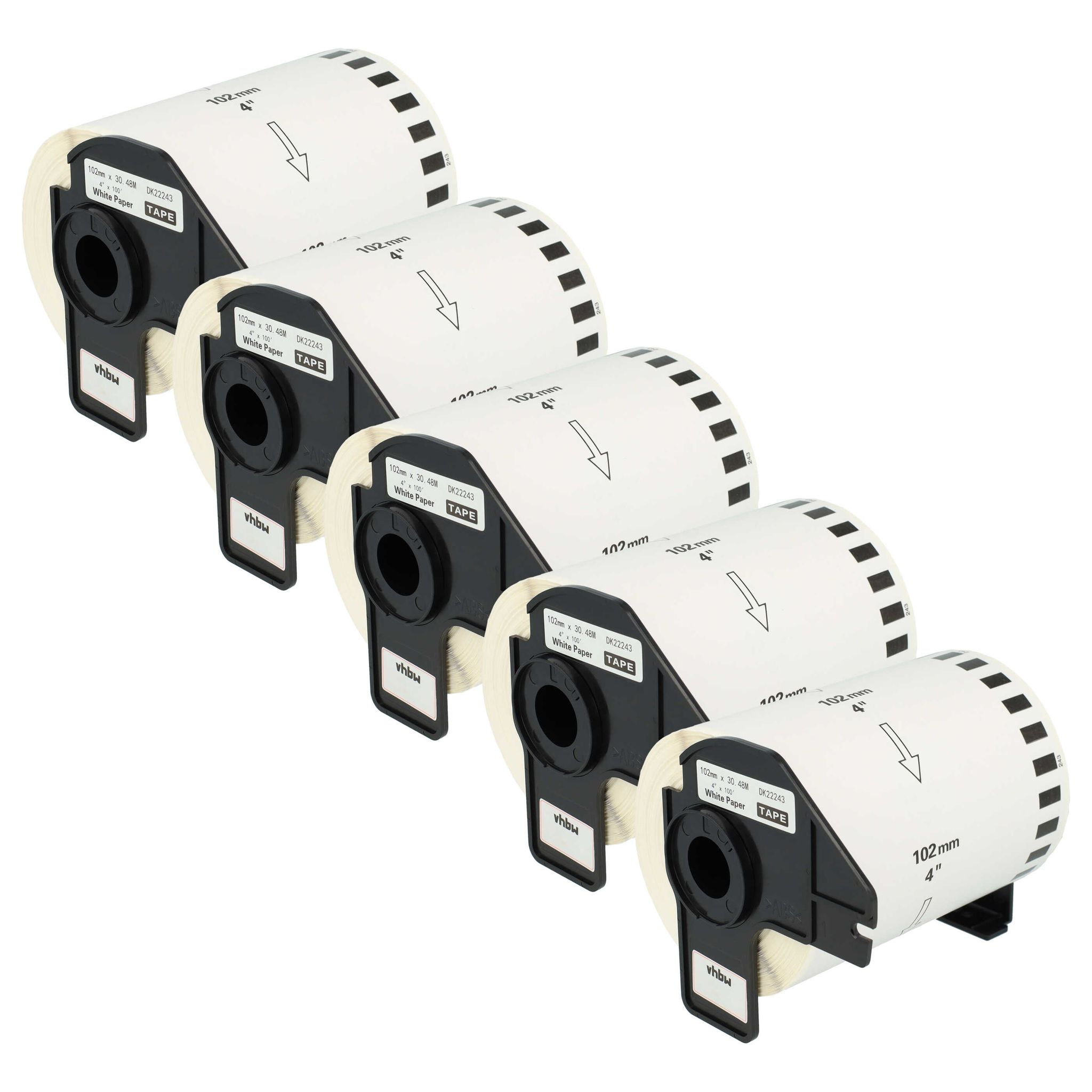 Vhbw - 5x Etiketten-rolle Mit Halter 102mm X 30,48m (1 Etikette) Kompatibel Mit Brother Pt Ql1060n, Ql-500, Ql-500a Etiketten-drucker