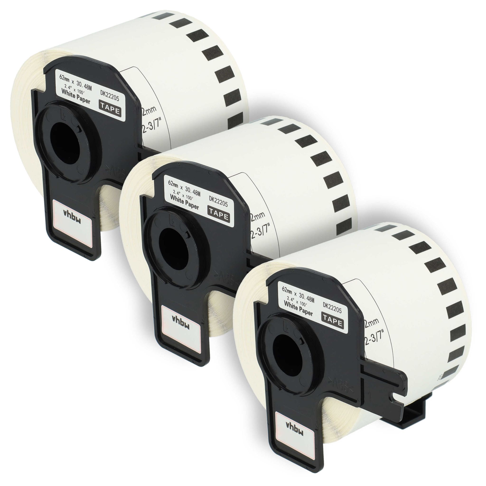 Vhbw - 3x Etiketten-rolle Mit Halter 62mm X 30,48m (1 Etikette) Kompatibel Mit Brother Pt Ql1060n, Ql-500, Ql-500a, Ql500bs Etiketten-drucker