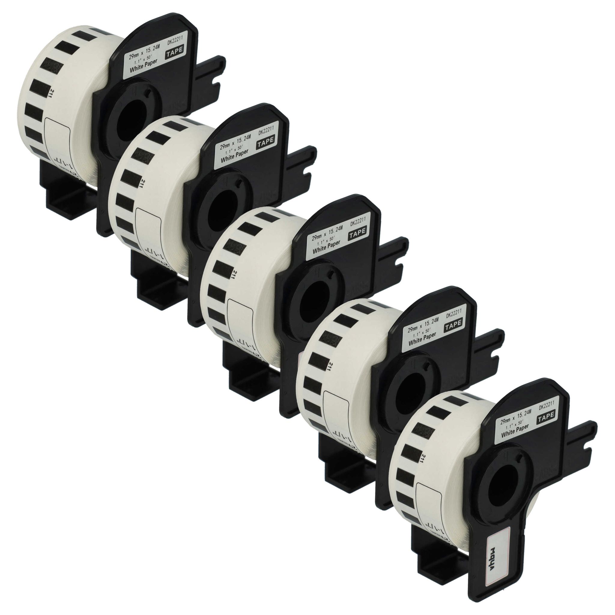 Vhbw - 5x Etiketten-rolle Mit Halter 29mm X 15,24m (1 Etikette) Kompatibel Mit Brother Pt Ql-1050, Ql1050n, Ql1060n, Ql-500 Etiketten-drucker