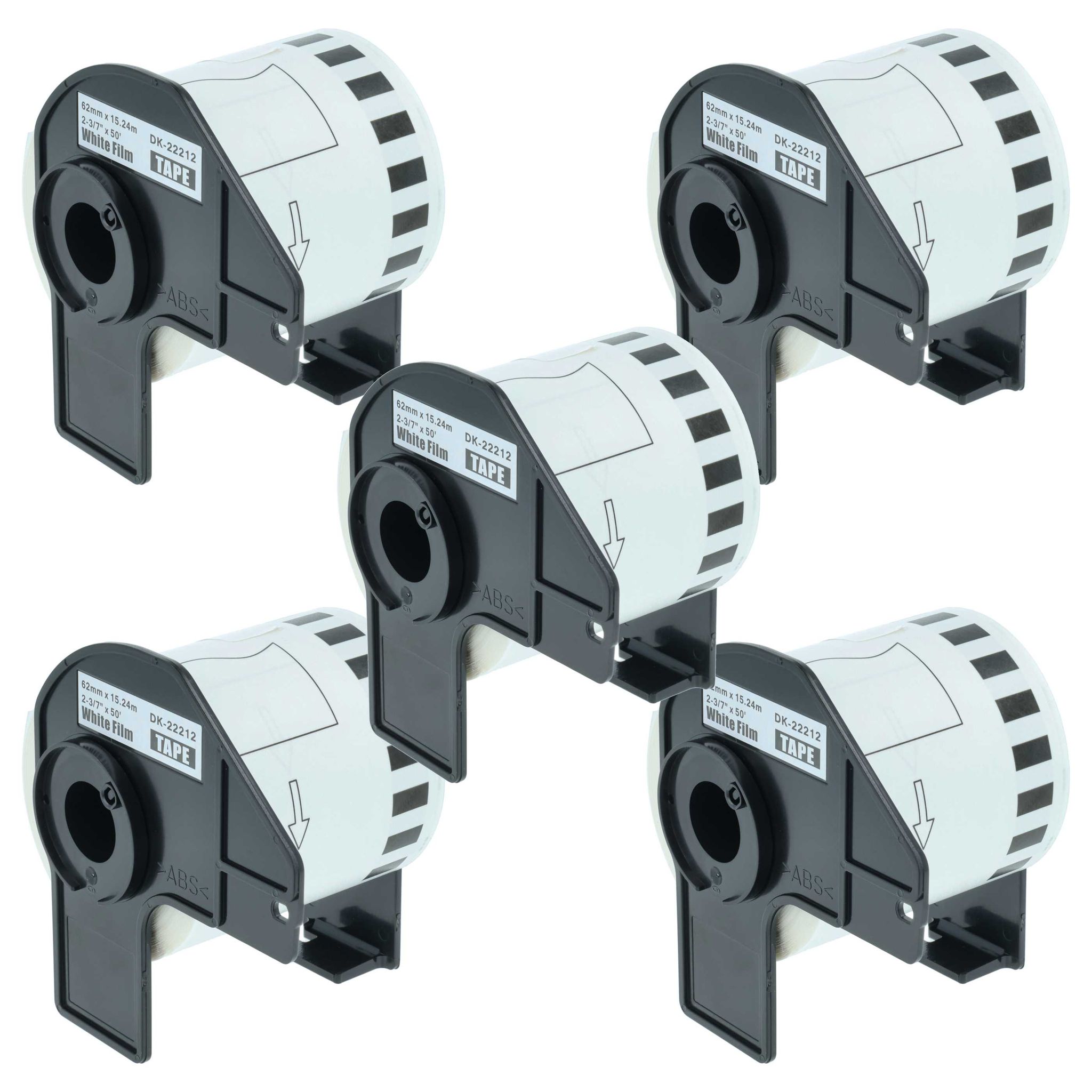 Vhbw - 5x Set Etiketten-rolle 62mm X 15,24m Kompatibel Mit Brother P-touch Ql-580, Ql-580n, Ql-650, Ql-650td, Ql-700, Ql-710 Etiketten-drucker