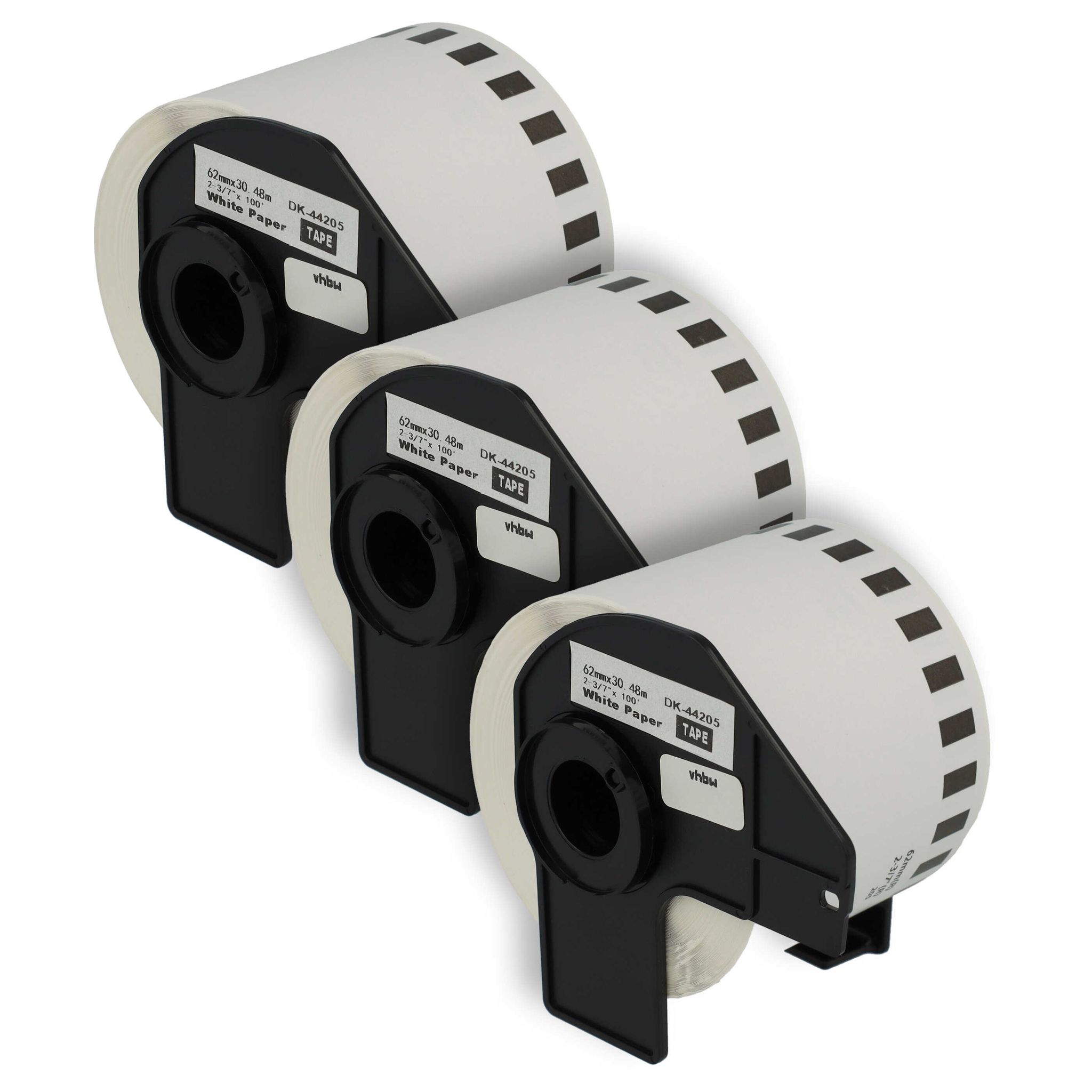 Vhbw - 3x Etiketten-rolle Mit Halter 62mm X 30,48m (1 Etikette) Kompatibel Mit Brother Pt Ql-1060 Etiketten-drucker - Premium, Wiederablösbar