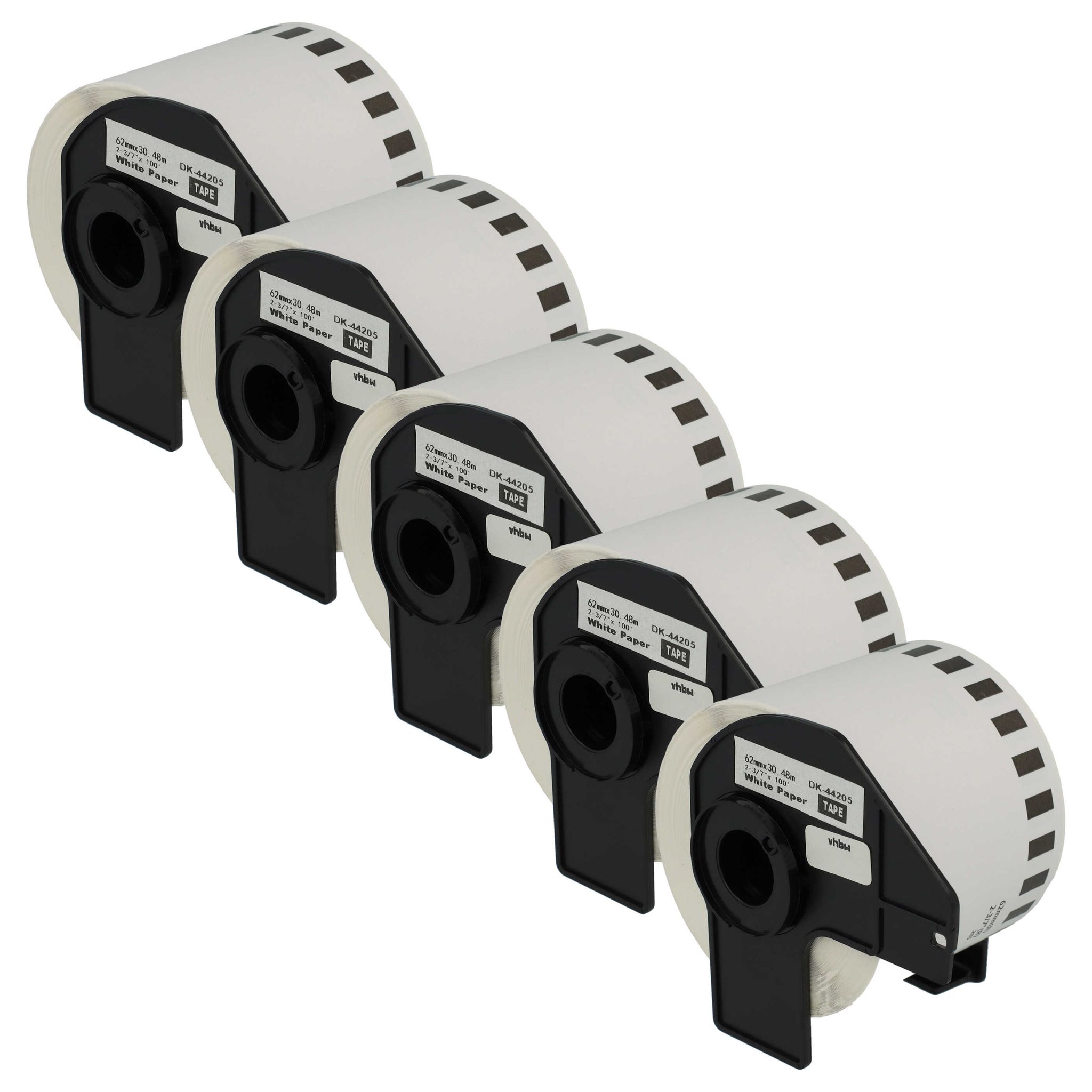 Vhbw - 5x Etiketten-rolle Mit Halter 62mm X 30,48m (1 Etikette) Kompatibel Mit Brother Pt Ql-1060 Etiketten-drucker - Premium, Wiederablösbar
