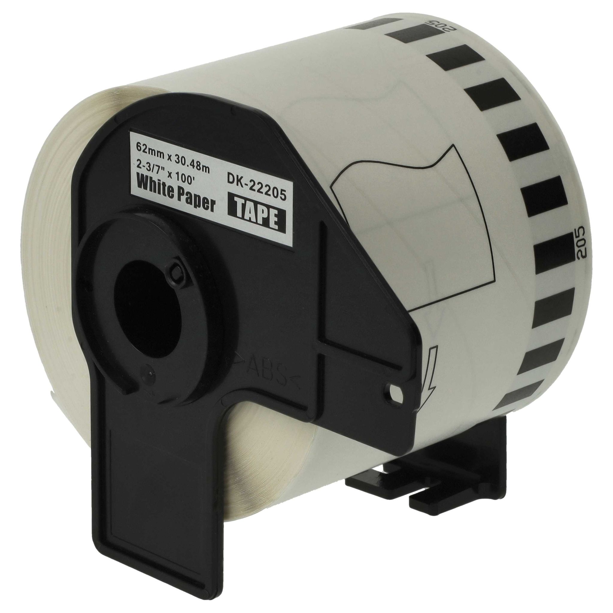 Vhbw - Etiketten-rolle Mit Halter 62mm X 30,48m (1 Etikette) Kompatibel Mit Brother Pt Ql1060n, Ql-1060 Etiketten-drucker - Premium Weiß