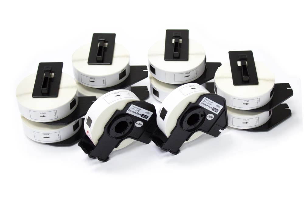Vhbw - 10x Etiketten-rolle Mit Halter 17mm X 87mm (300 Etiketten) Kompatibel Mit Brother Pt Ql1060n, Ql-500, Ql-500a Etiketten-drucker