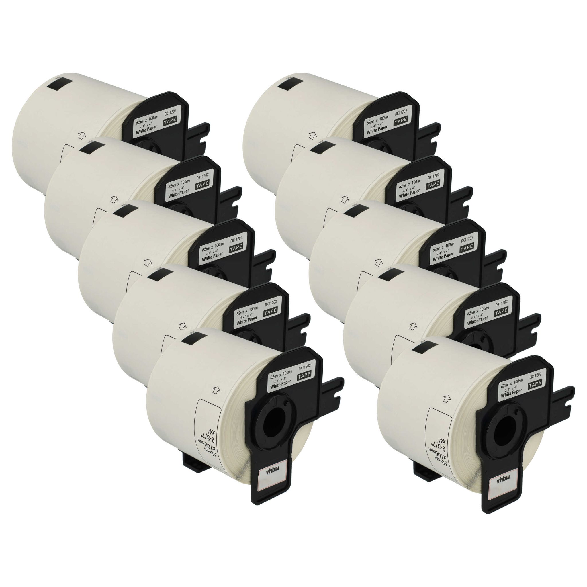 Vhbw - 10x Etiketten-rolle Mit Halter 62mm X 100mm (300 Etiketten) Kompatibel Mit Brother Pt Ql1060n, Ql-1060 Etiketten-drucker Weiß