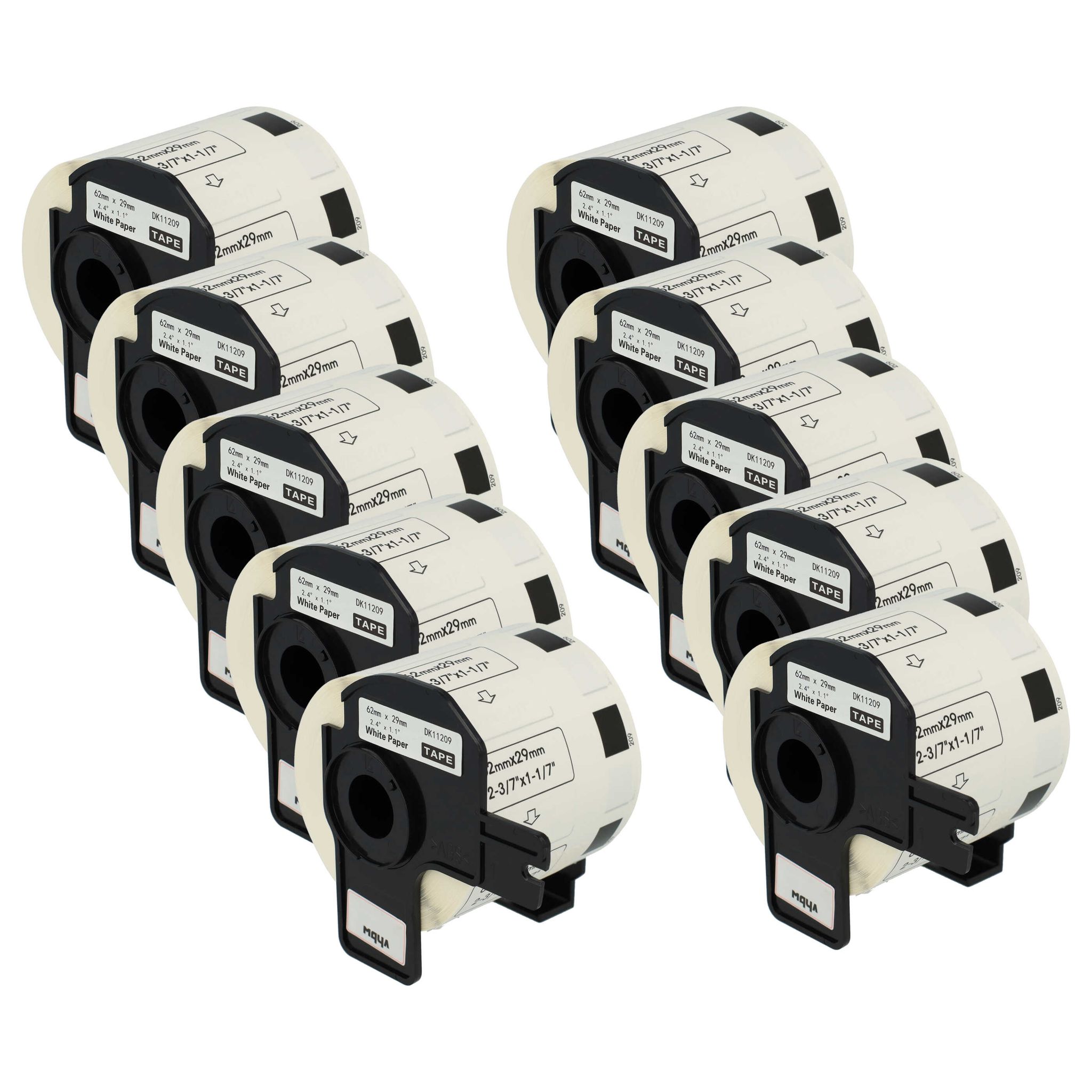 Vhbw - 10x Etiketten-rolle Mit Halter 62mm X 29mm (800 Etiketten) Kompatibel Mit Brother Pt Ql-1050, Ql1050n, Ql-1060 Etiketten-drucker