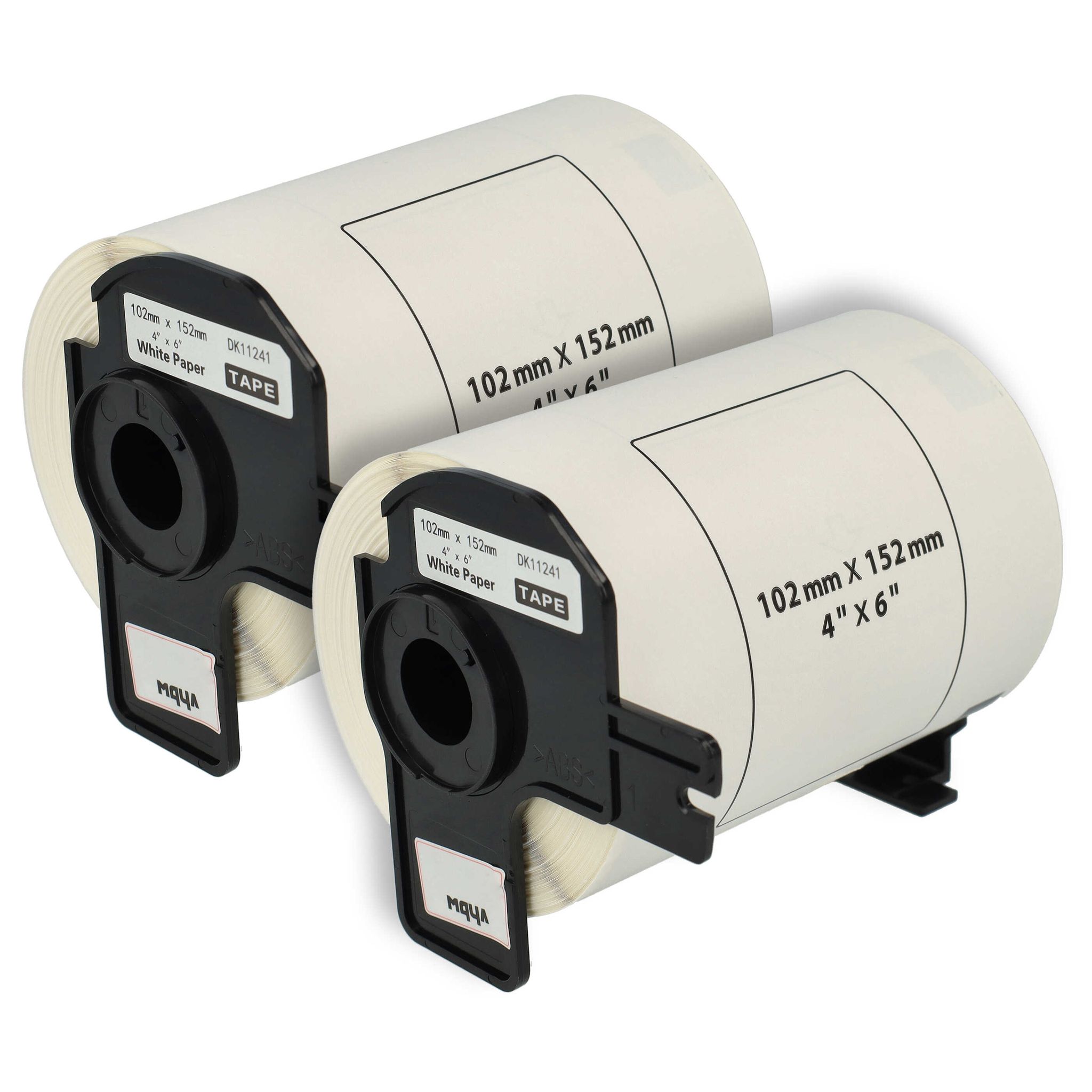 Vhbw - 2x Etiketten-rolle Mit Halter 102mm X 152mm (200 Etiketten) Kompatibel Mit Brother Pt Ql-1050 Etiketten-drucker - Standard Weiß