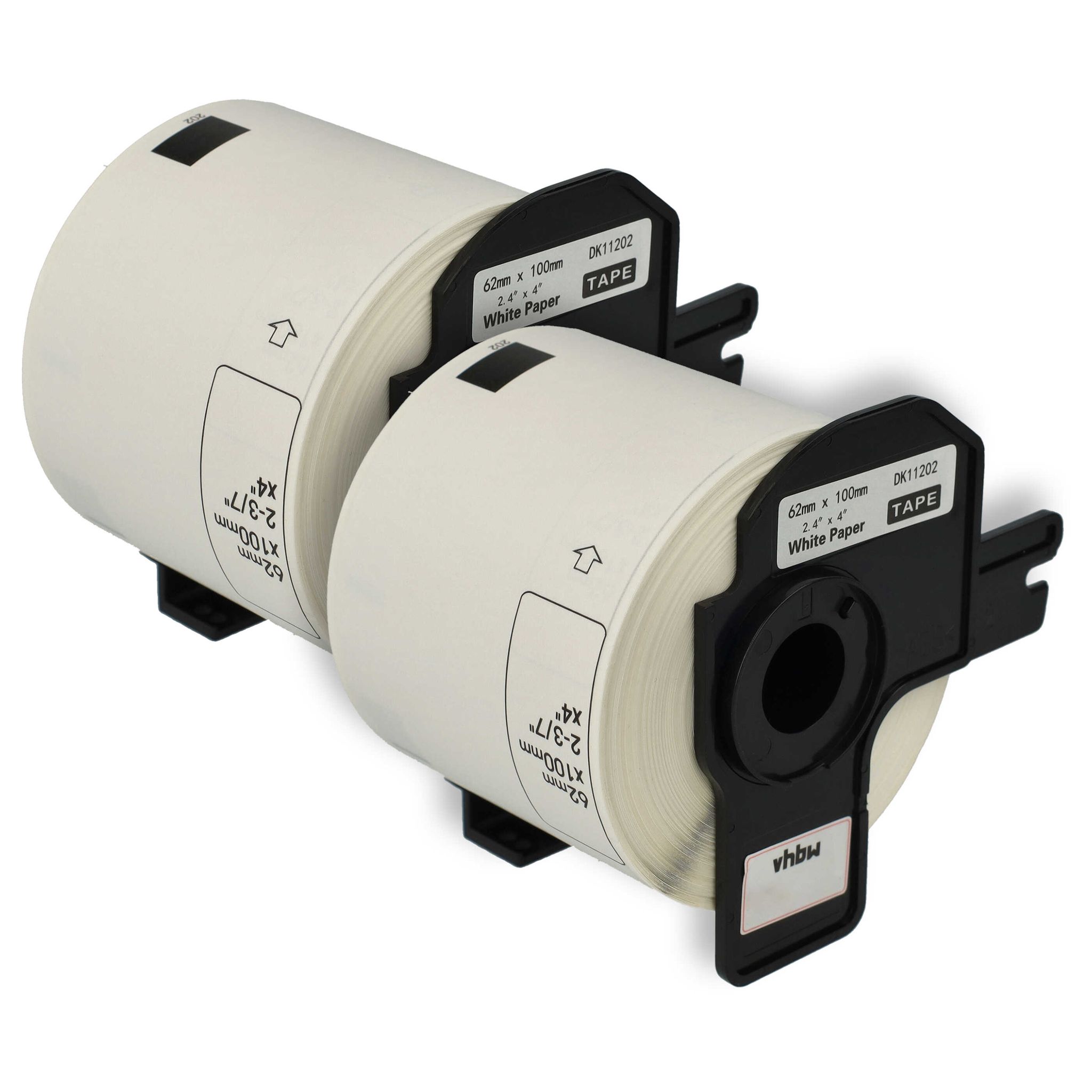 Vhbw - 2x Etiketten-rolle Mit Halter 62mm X 100mm (300 Etiketten) Kompatibel Mit Brother Pt Ql-1050, Ql1050n Etiketten-drucker Weiß