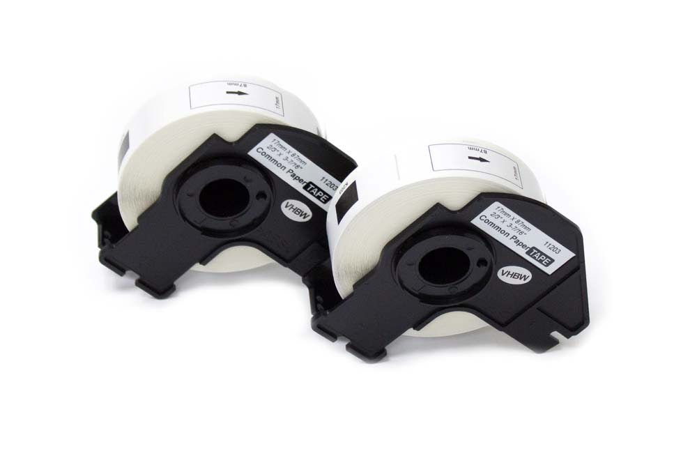 Vhbw - 2x Etiketten-rolle Mit Halter 17mm X 87mm (300 Etiketten) Kompatibel Mit Brother Pt Ql1060n, Ql-500, Ql-500a Etiketten-drucker