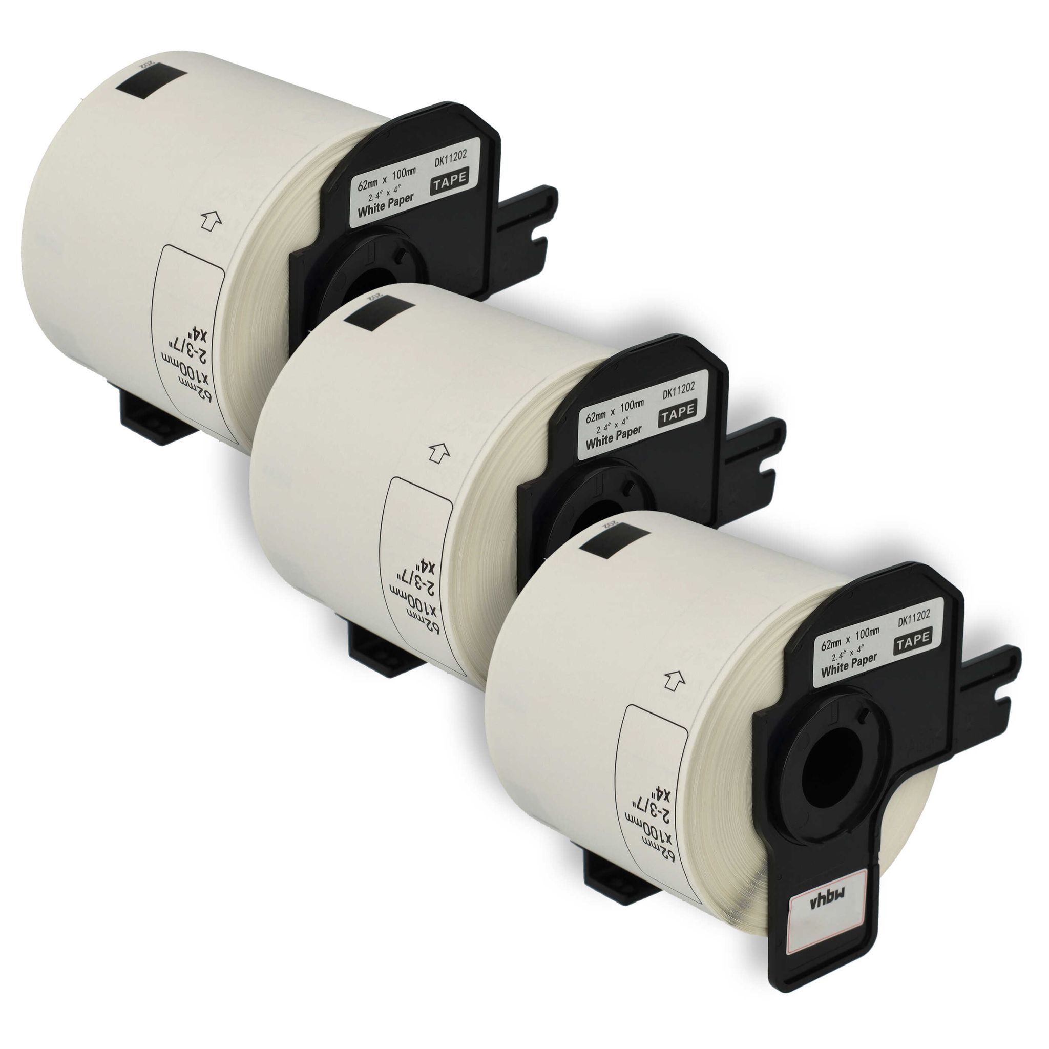 Vhbw - 3x Etiketten-rolle Mit Halter 62mm X 100mm (300 Etiketten) Kompatibel Mit Brother Pt Ql-500a, Ql500bs Etiketten-drucker Weiß