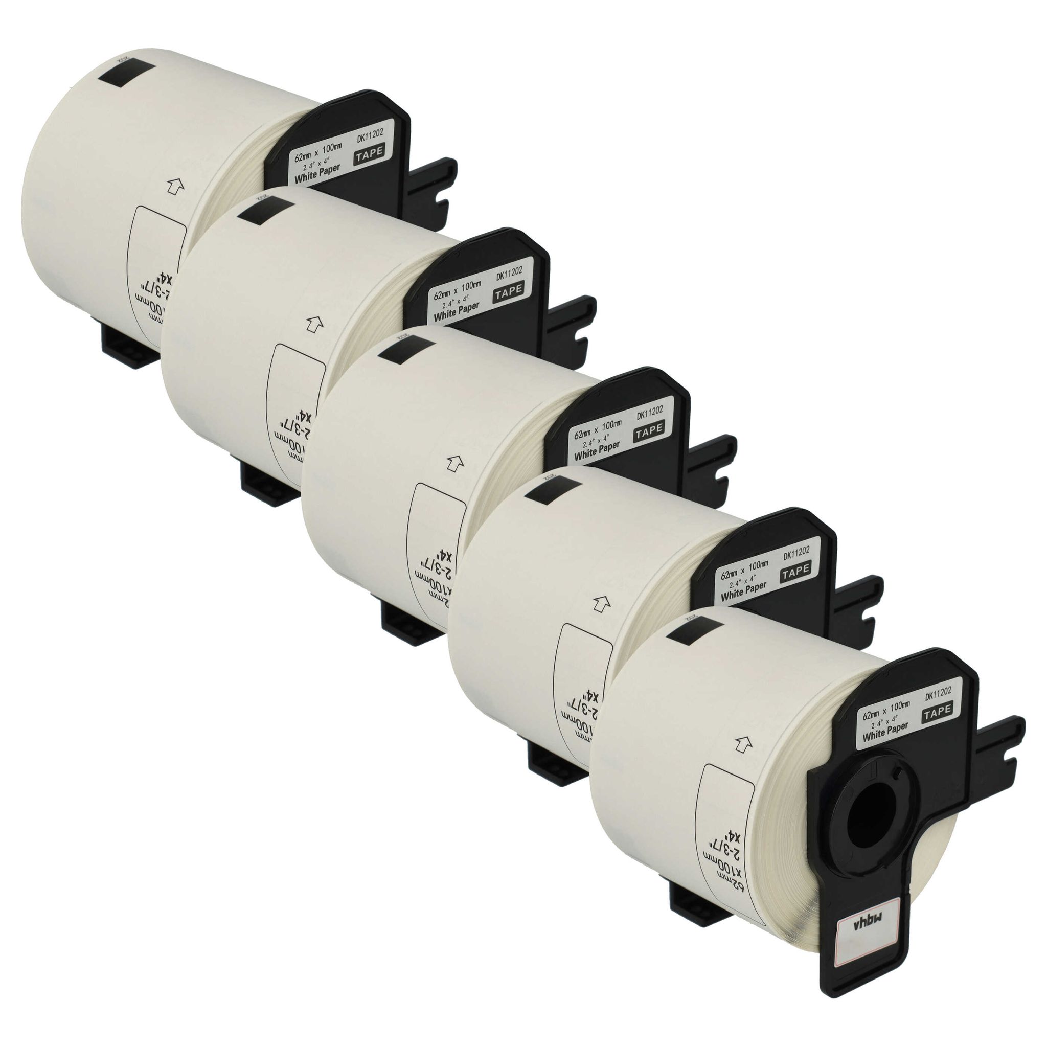 Vhbw - 5x Etiketten-rolle Mit Halter 62mm X 100mm (300 Etiketten) Kompatibel Mit Brother Pt Ql-1050, Ql1050n Etiketten-drucker Weiß