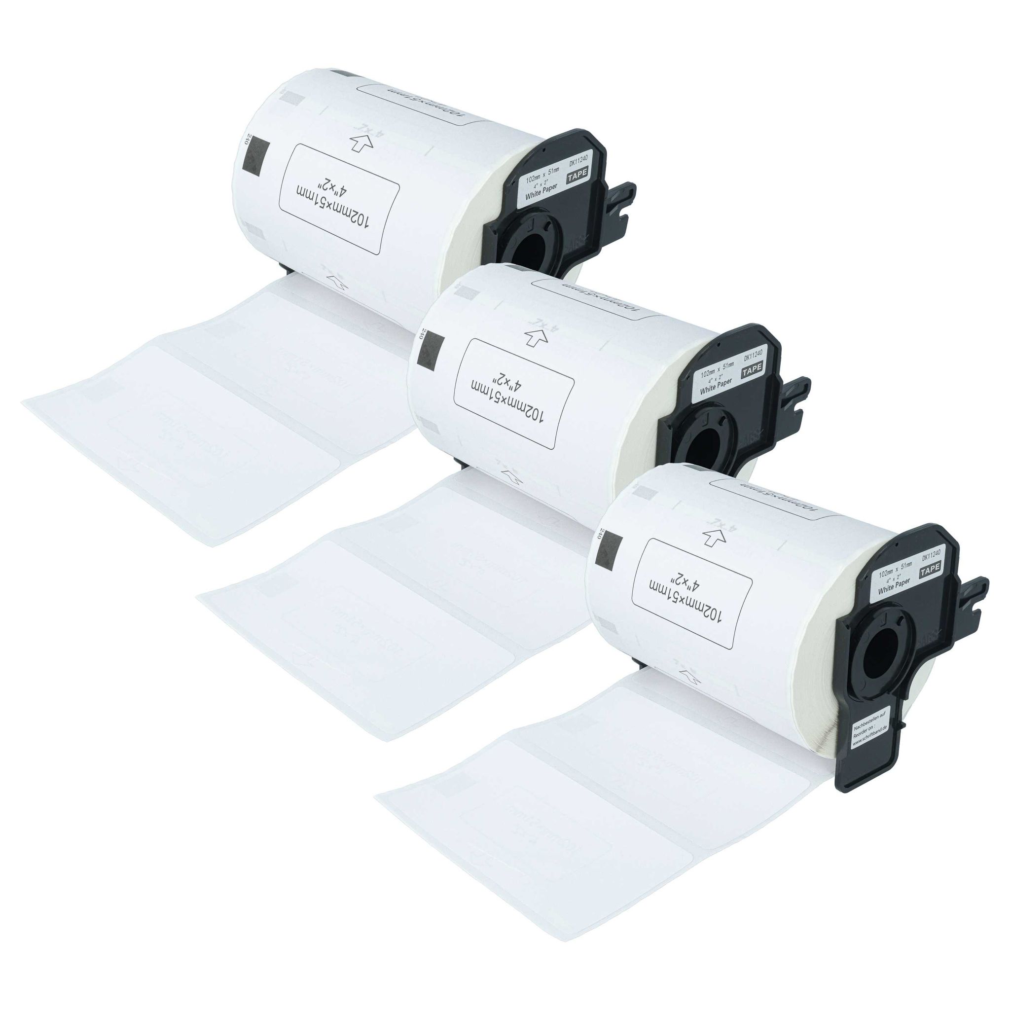 Vhbw - 3x Etiketten-rolle Mit Halter 102mm X 51mm (600 Etiketten) Kompatibel Mit Brother Pt Ql-1050, Ql1050n, Ql-1060 Etiketten-drucker
